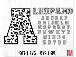 Leopard font OTF & Leopard alphabet SVG | Leopard Varsity font, Sport varsity college font alphabet, letters and numbers