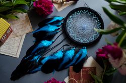 Handmade Black and Turquoise Blue Dream Catcher