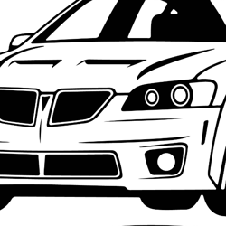 Pontiac G8 2009  Car vector file line art .Black white vector outline or line art file