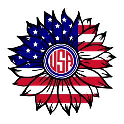 Sunflower USA SVG, 4th of July SVG, Independence Day Svg, American svg, Patriotic Svg, USA Flag svg Digital Download