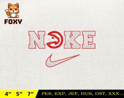 nike atlanta embroidery design, nba basketball embroidery design, machine embroidery design, nba team, instant download