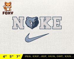 nike grizzles embroidery design, nba basketball embroidery design, machine embroidery design, nba team, instant download