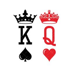 King and Queen SVG, PNG, PDF, King of Spades, Queen of Hearts, Playing Cards svg