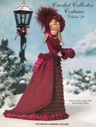 barbie doll clothes crochet patterns-1875 winter carriage costume-collector costume vintage pattern pdf instant download