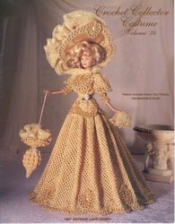 Barbie Doll clothes Crochet patterns - 1897 Antique Lace Gown - Collector Costume Vintage pattern PDF Instant download