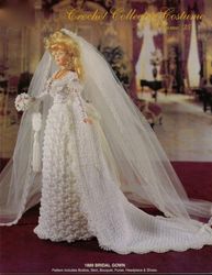 Barbie Doll clothes Crochet patterns - 1889 Bridal Gown - Collector Costume Vintage pattern PDF Instant download