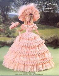 barbie doll clothes crochet patterns - 1848 georgia peach - collector costume vintage pattern pdf instant download