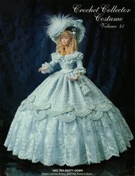 Barbie Doll clothes Crochet patterns - 1852 Tea Party Gown - Collector Costume Vintage pattern PDF Instant download