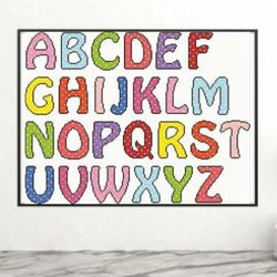 Alphabet cross stitch pattern pdf, Cross stitch font, Cross stitch letters, Cross stitch nursery, Letter embroidery.