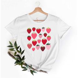 Strawberries T-Shirt, Aesthetic Shirt, Strawberry Birthday Shirt, Fruit Shirt, Strawberry Shirt, Plant Shirt, Gardening