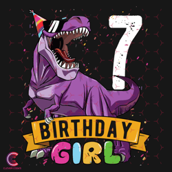 Purple T Rex 7th Birthday Girl Svg, Birthday Svg,