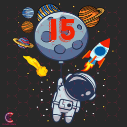 15th Birthday Astronaut Planets Svg, Birthday Svg,