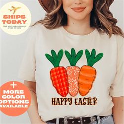 Happy Easter Carrot Shirt, Funny Easter Lover T-shirt, Women's Easter T-shirt, Family Easter Tee, cute Carrot Tee, Sprin