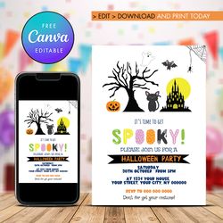 Spooky Halloween Party Invitation Canva Editable Instant Download