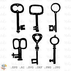 Old Keys Svg, Old Keys Doodle, Old Keys Linocut Style, Old Keys Scandi, Clipart Png, Stencil Svg, Old Keys Cricut