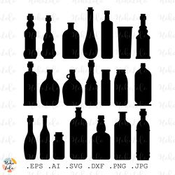 bottles svg, bottles silhouette, bottles cricut svg, stencil svg, bottles clipart png, bottles templates dxf