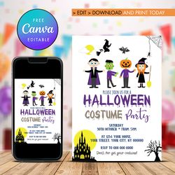Halloween Costume Party Invitation Canva Editable Instant Download