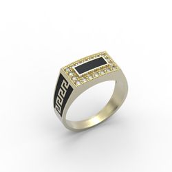 3d model of a male signet ring with jewelry enamel for printing. 3d printing.