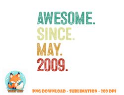 14 Years Old Awesome Since May 2009 14th Birthday png, digital download copy