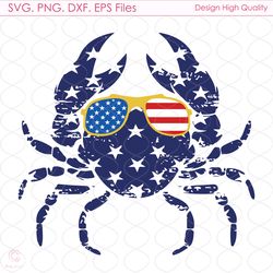 4th Of July Crab Svg, Fourth Of July, American Flag Svg, Blue Crab Svg, American