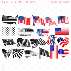 American Flag Bundle Svg, 4th Of July, American Svg, American Flag Svg, Fourth O