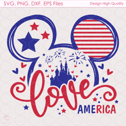 Love America Mickey Svg, 4th Of July, American Flag Svg, America Svg, Disney Svg