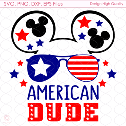 American Dude Mickey Svg, 4th Of July, Mickey Svg, American Flag, America Svg Sv