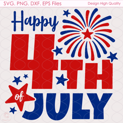 Happy 4th Of July Firework Svg, 4th Of July Svg, Firework Svg, American Flag Svg