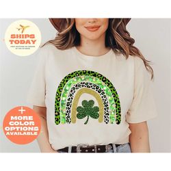 Shamrock Leopard Rainbow St Patrick's Day T-Shirt, Gift For BFF, Unisex Shirt, Vintage St Patricks Day Shirt, Cute St Pa