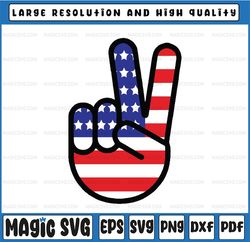 Funny 4th Of July Peace Hand American Flag Patriotic USA Svg, American Flag Veterans Independence Day, Digital Download