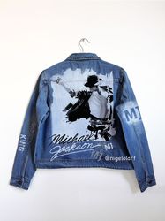 Michael Jackson Painted denim jacket Custom gifts Jean jacket blue denim jacket King of pop mj jacket dangerous