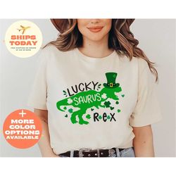 Lucky Saurus Rex Shirt, Funny St Patricks Day Shirt, Dino Tee, Shamrock Shirt, St Pattys Day Dinosaur Shirt, St Patricks