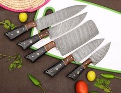 handmade damascus steel blade chef knife set- kitchen knife set- chef set