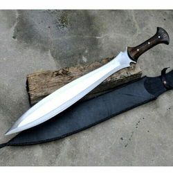 Custom Handmade Carbon Steel Celtic Leaf Sword | Hunting | Camping | Full Tang