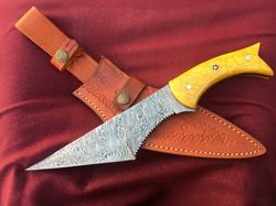 Custom Damascus Handmade Hunting Knife , Fish Tail Knife, Bowie Knife , LOT OF 3