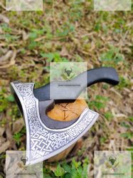 Viking pizza cutter axe, Bearded camping axe, The Original Handmade Forged Pizza Axe, Best Birthday Gift for men, Him