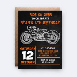 Rider Invitation, Ride Invites Motorcycle, Motorcycle Invitation, Motorcycle Birthday Themed, Digital Invitation