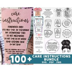 Tumbler Care Card Instructions: Hearts Cut File - Instant Download! Two Styles Available. Includes PNG and PDF formats /