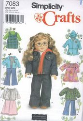 Simplicity 7083 - 18 inch (45.5 cm) doll clothes sewing patterns - Vintage pattern PDF Instant download