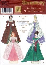 Simplicity 9521 sewing patterns - Costumes for 11-1/2 inch (29cm) Fashion Doll - Vintage pattern PDF Instant download