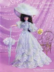 Barbie Doll clothes Crochet patterns - 1901 French Lace Bridesmaid Dress -Collector Costume Vintage PDF Instant download