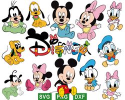 disney mouse svg, baby mickey svg, baby minnie svg, png