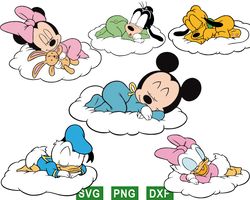 disney mouse sleep svg, baby mickey svg, baby minnie svg
