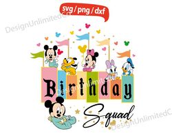 Disney Birthday Squad svg, Mickey Birthday Squad 2023 svg, Minnie Baby svg, Castle Fireworks svg,