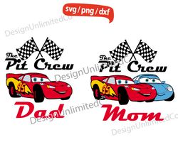 Pit Crew Mom svg, Pit Crew Dad svg, McQueen Birthday, Birthday Pit Crew svg, Cars svg, Lightning McQueen svg, Cars svg