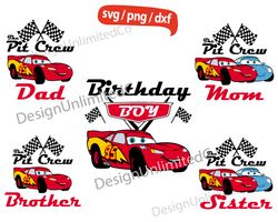 Disney Cars Birthday Boy svg, The Pit Crew Dad svg, Birthday McQueen svg, Disney Lightning svg, Lightning McQueen svg