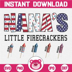 Nana's Little Firecrackers Png, Custom 4th of July Nana's And kids, Patriotic 4th of July Firecrackers For Independence