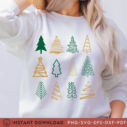 Christmas Trees Tee   PDF, Xmas Shirt Design, Chri