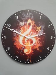 Clef clock for wall decor, Musician gifts