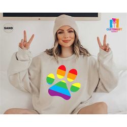 Rainbow Paw Print Sweatshirt, Pride T-shirt, Cat Lover Shirt, Love Is Love, Pride Dog Shirt, Equality Shirt, Colorful Sh